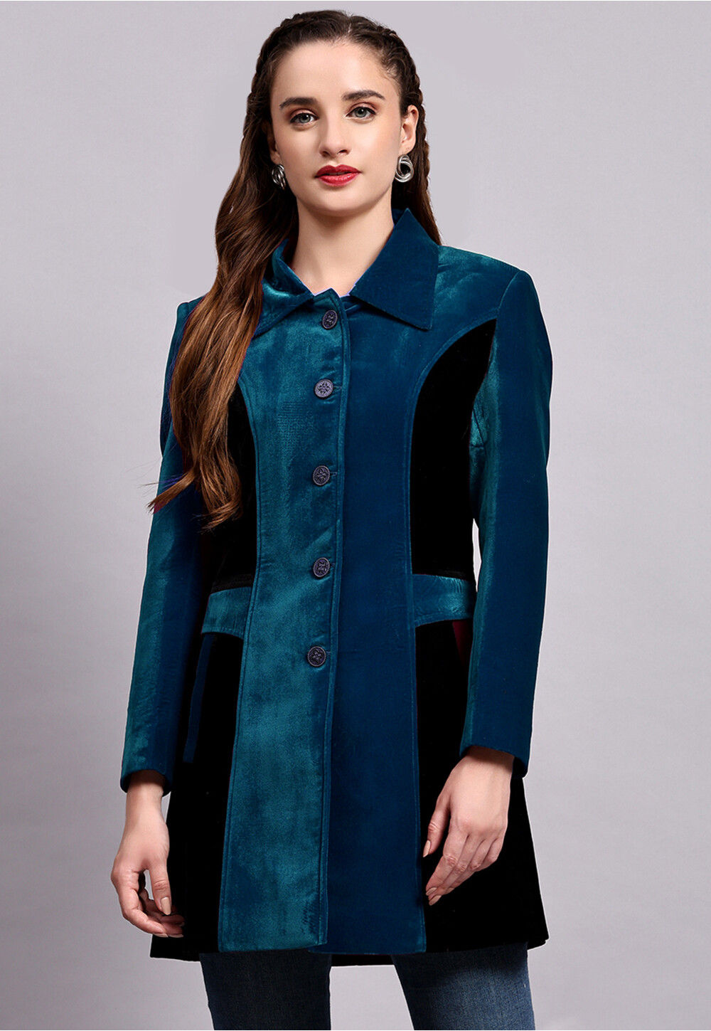 Teal discount velvet jacket
