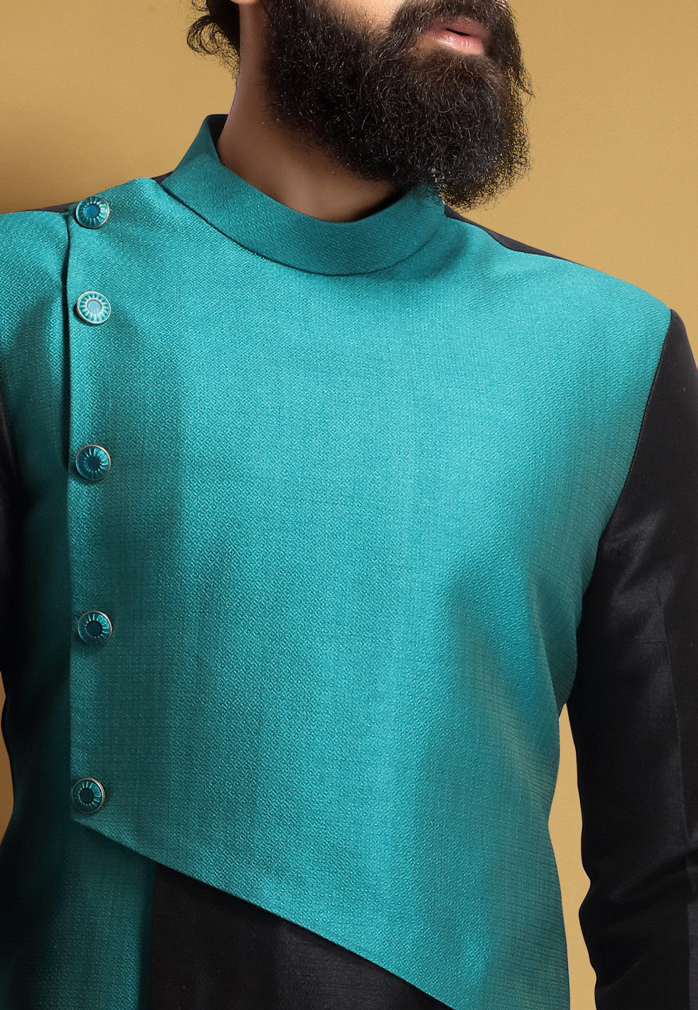 Cobalt Blue Raw Silk Jodhpuri Suit main image 1