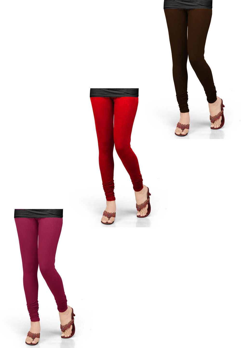Combo of Solid Color Lycra Leggings in Multicolor Bottoms