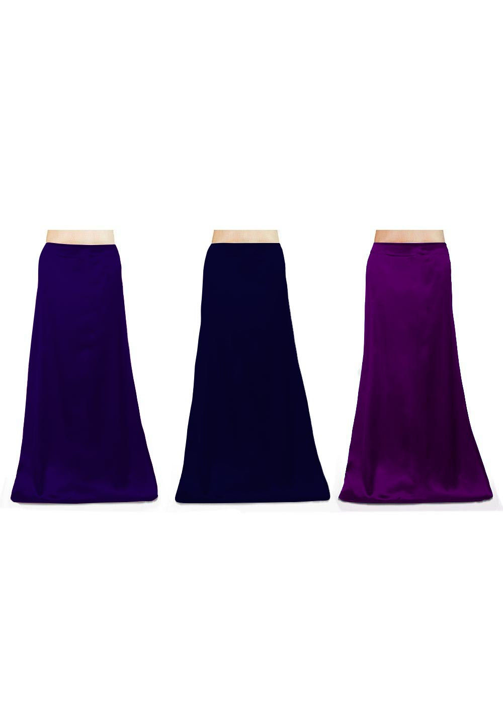 Combo Of Solid Color Satin Petticoats In Blue And Purple Uux475