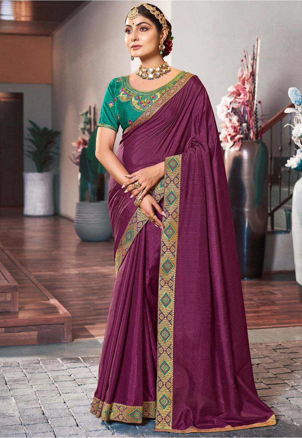 Purple Colour Beautiful Saree With Exclusive Contrast Blouse,party Wear  Saree,wedding Wear Saree,bollywood Style Saree,kanchipura Silk Saree - Etsy