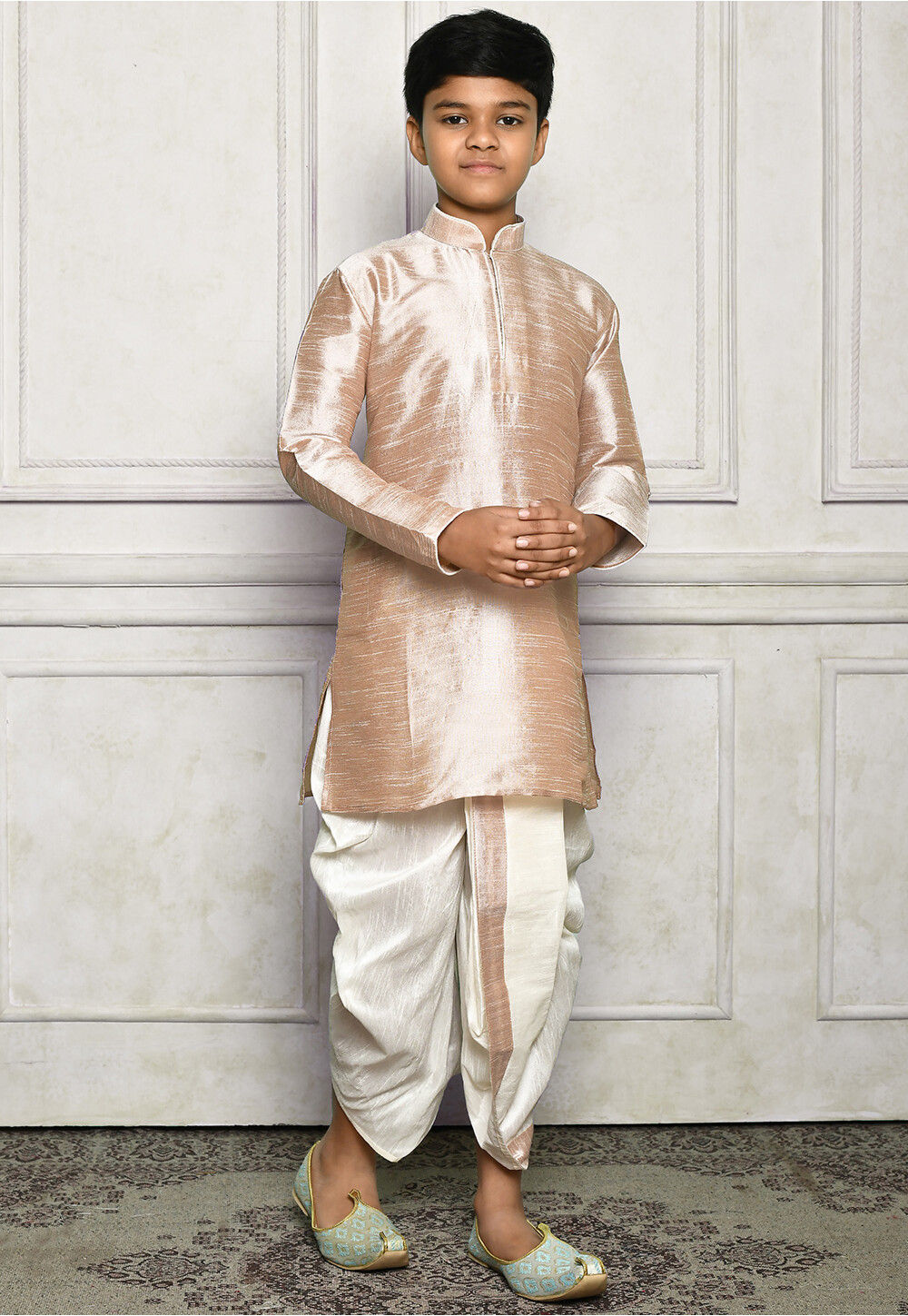 Beige Kurta Imported Silk Dhoti Pant main image 1
