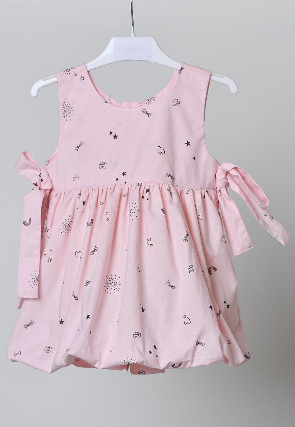 Cotton Stuff Dress For Baby Girl In Pink Color