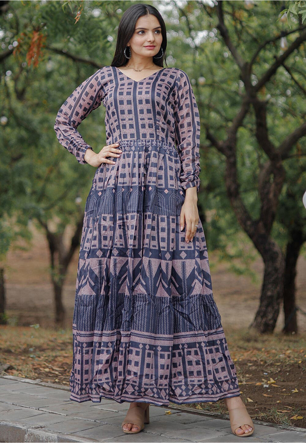 Navy cotton maxi sales dress