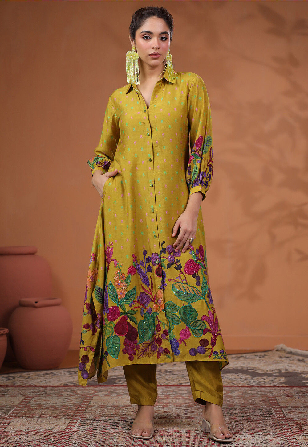 RFSS1312 - Pure Muslin Silk Kurta With Cut-dana Embroidery