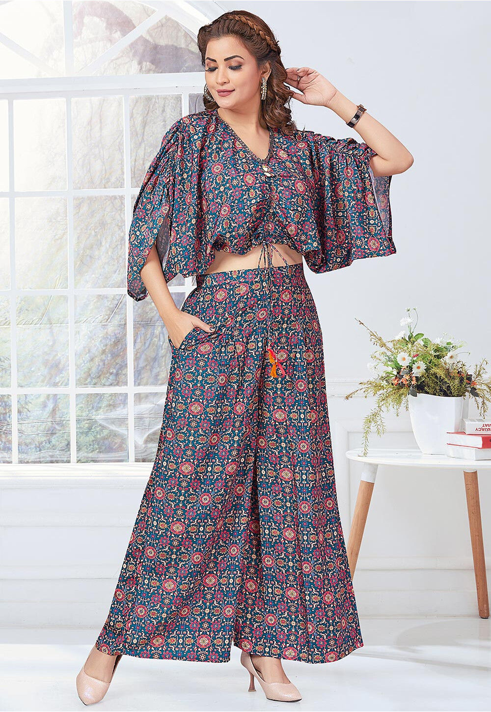 Buy Digital Printed Art Silk Co Ord Set in Blue Online : TLX1018 ...