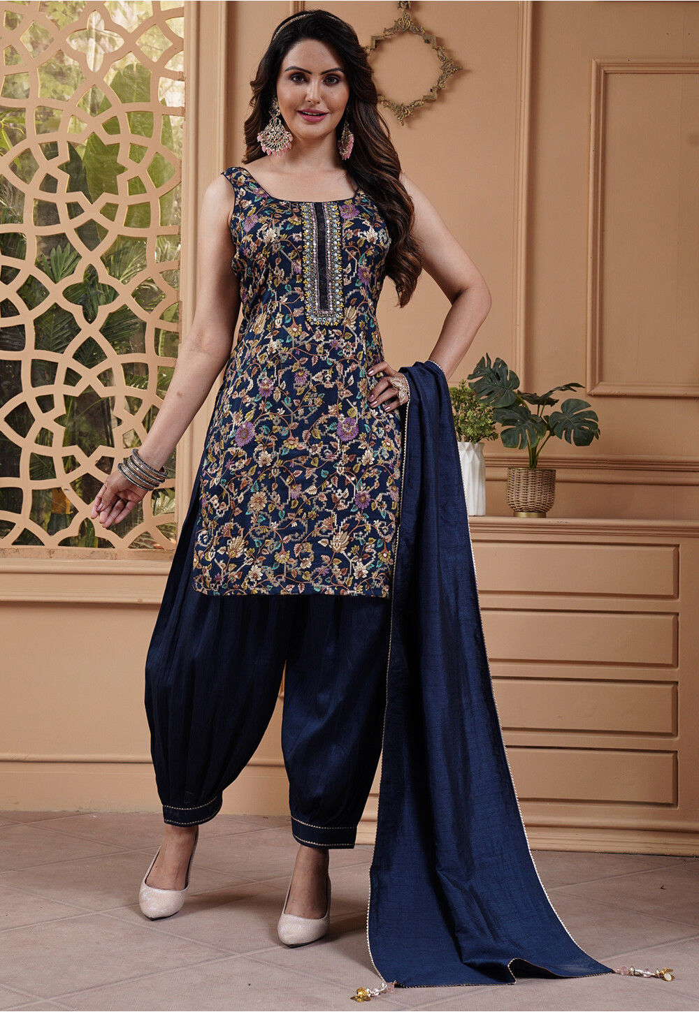 Dark blue punjabi suit hotsell