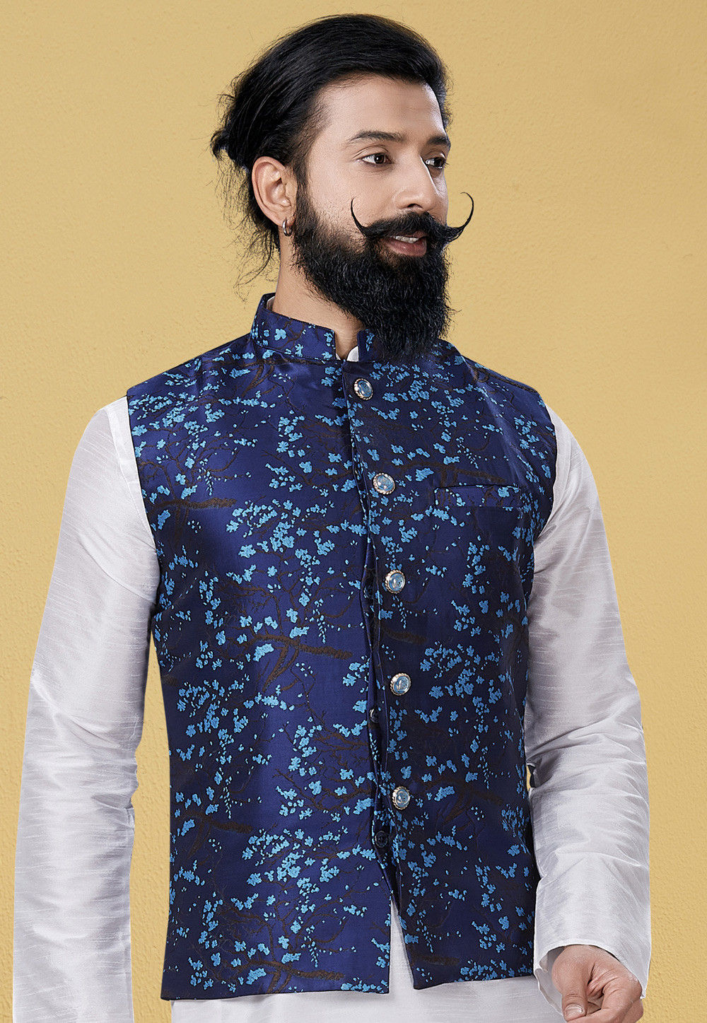 Digital Printed Nehru Jacket For Men