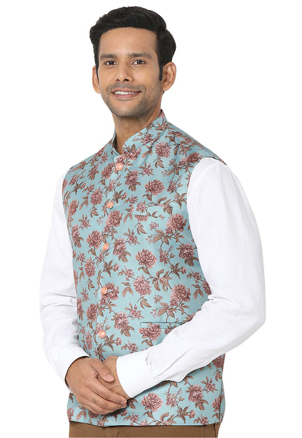 Men's Digital Printed - Mango Silk Nehru Jacket Ladies Modi Jacket / Waistcoat