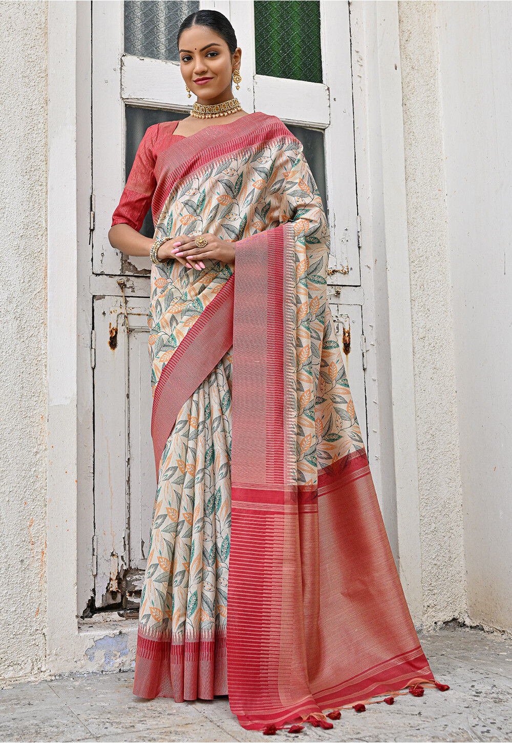 Printed Art Silk Saree main image 1