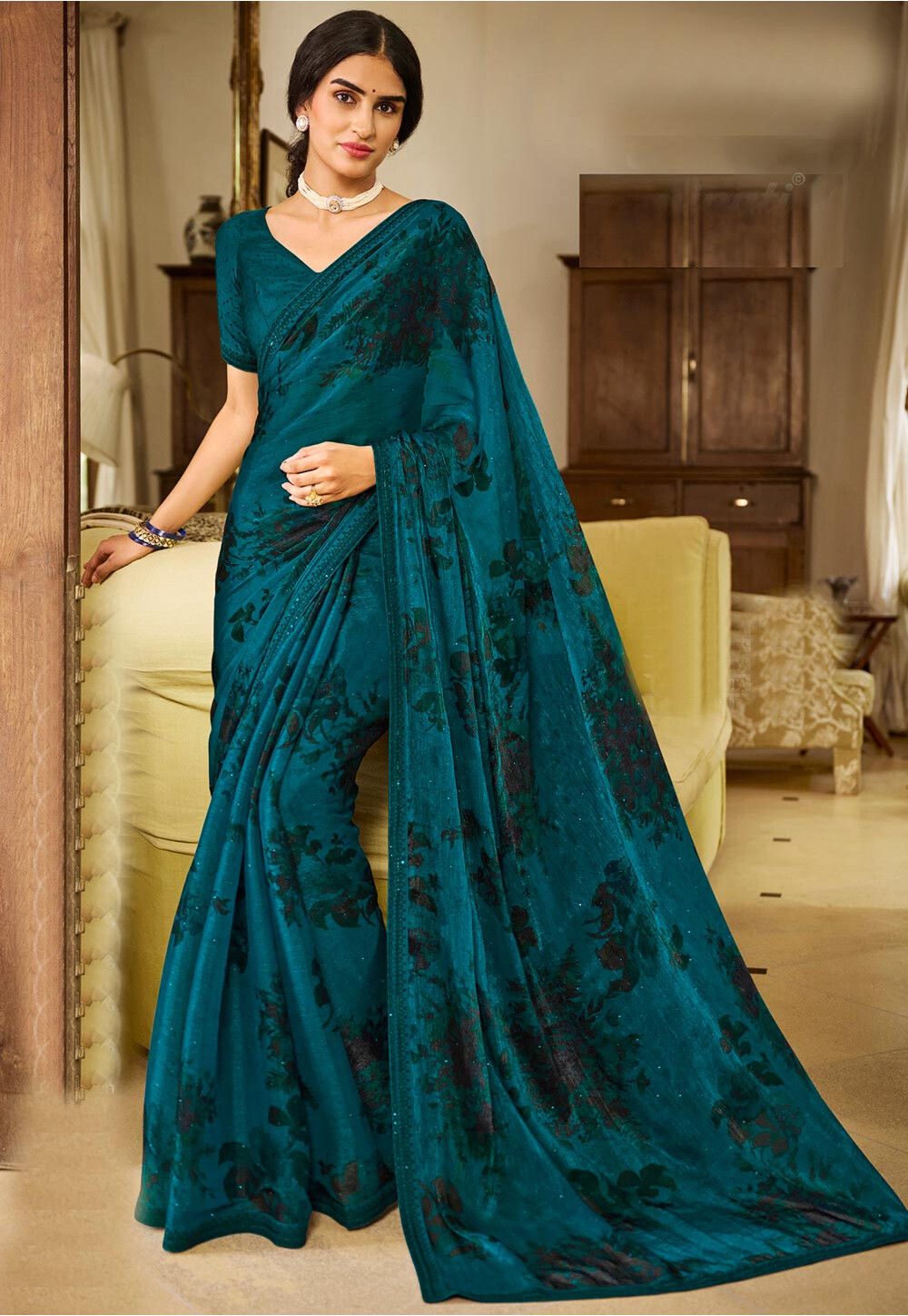 Chiffon silk saree discount
