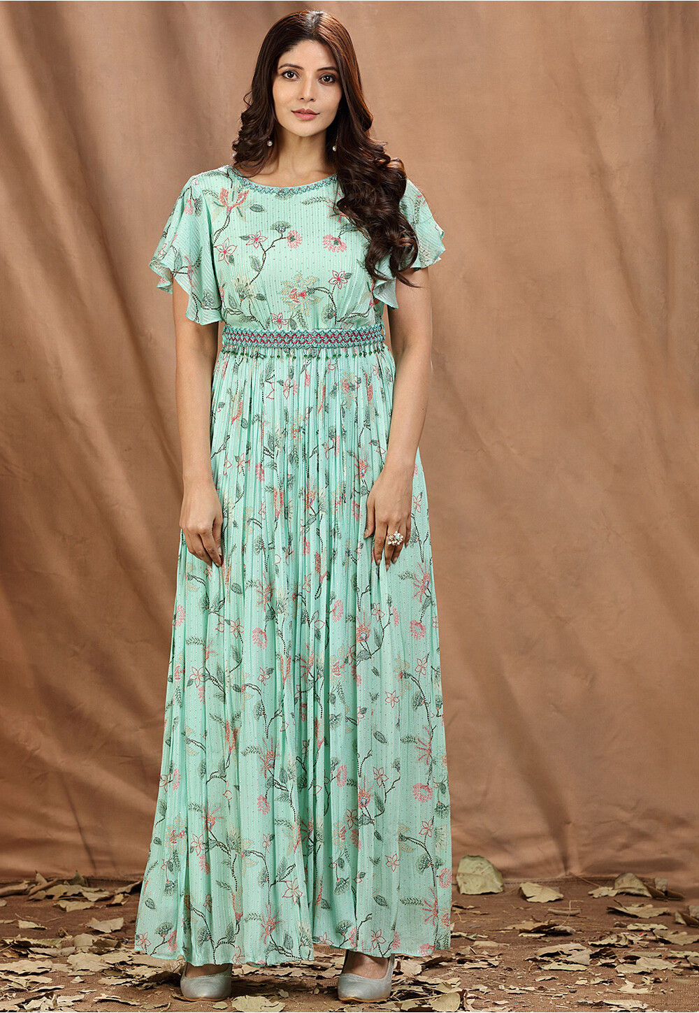 Sea green sale chiffon dress