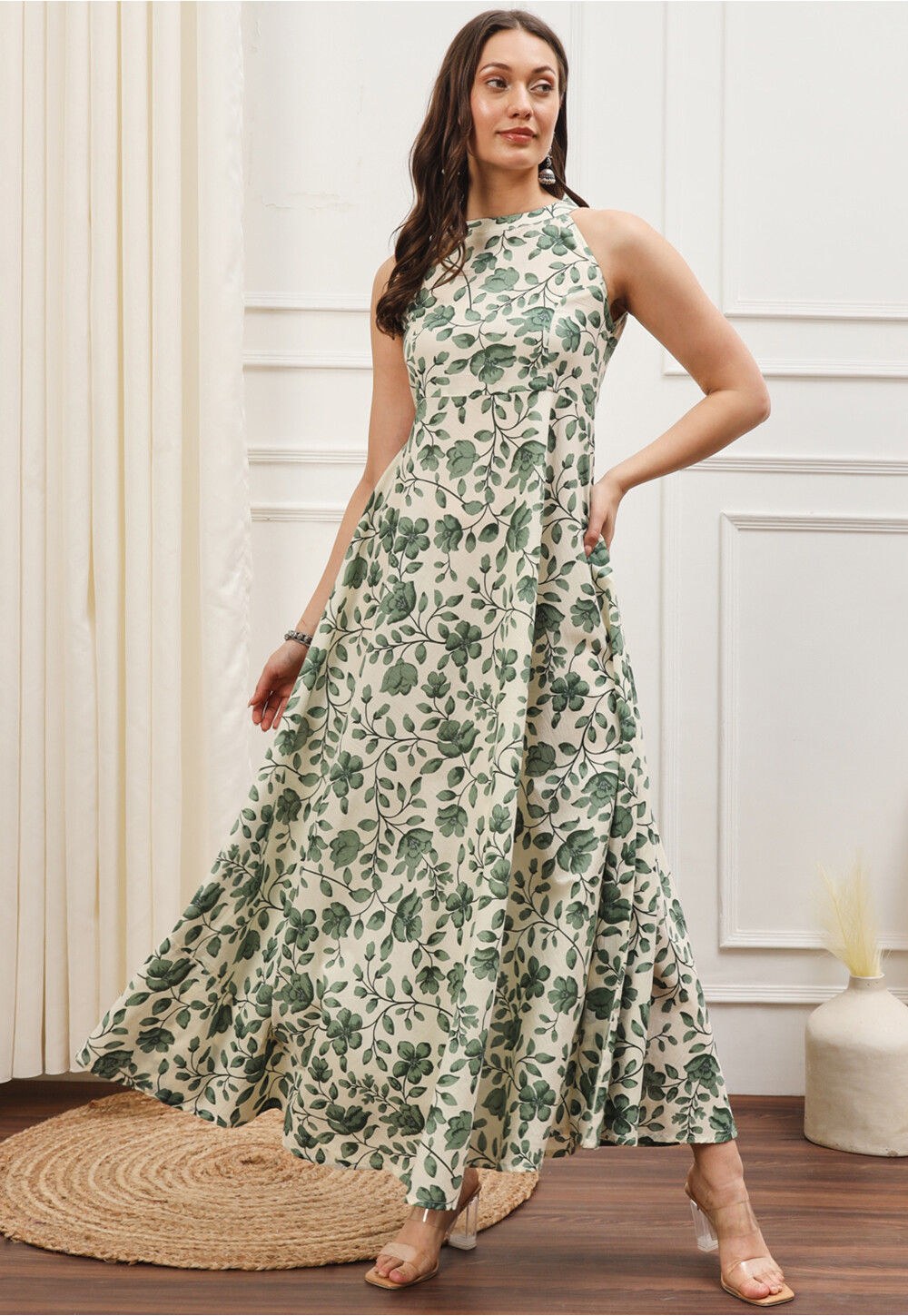 Knox 100% Cotton Maxi Dress in Cream main image 1