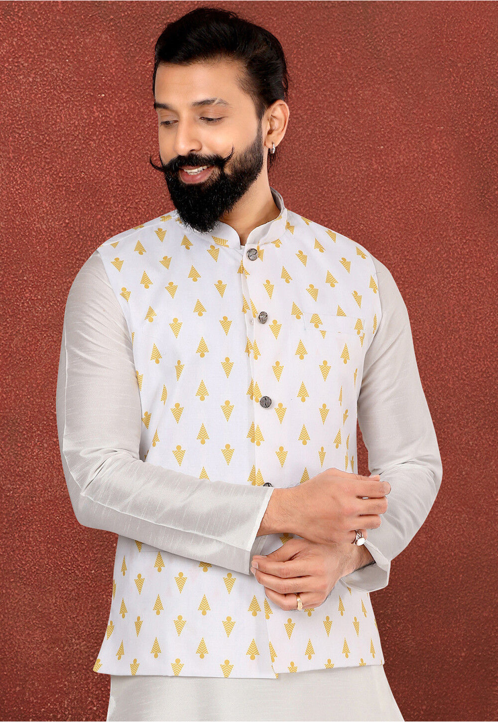 Digital printed nehru jacket 2025