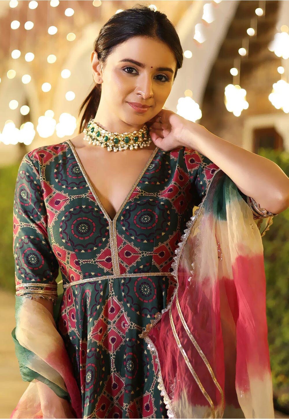 Graceful Green Cotton Pakistani Suit