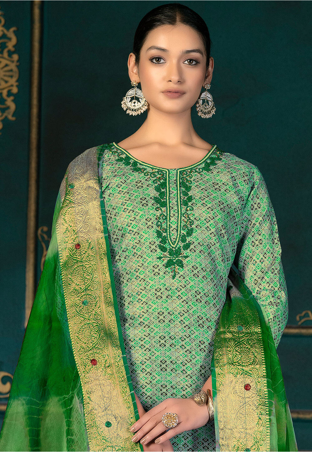 Pakistani Style Sea Green Digital Printed Salwar Suit