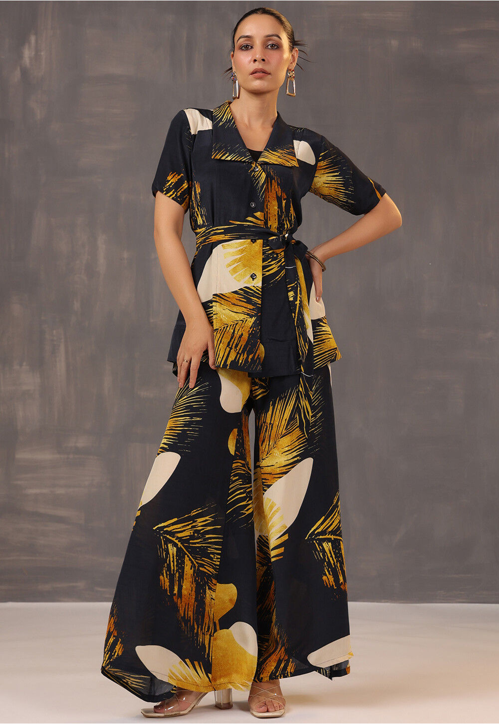 White Printed Crepe Co-Ord Sets main image 1