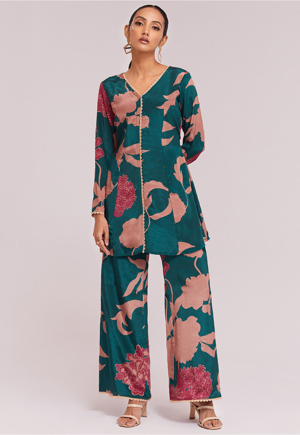 White Printed Crepe Co-Ord Sets