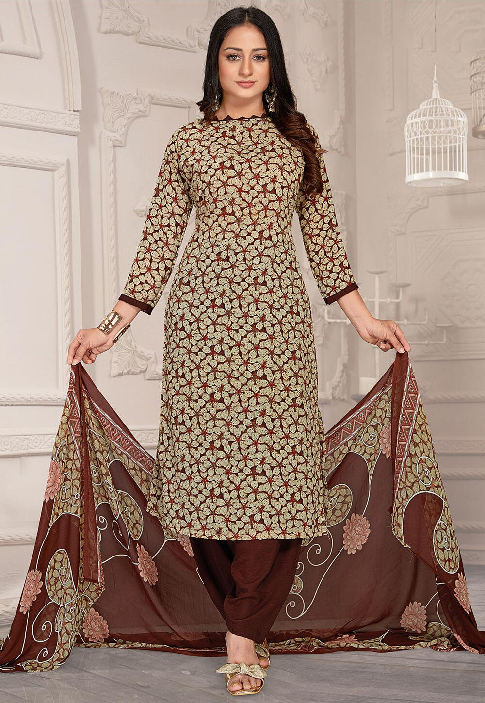 Floral print Punjabi Suit| Simple Punjabi Suit| AllOver Printed Suit  Design|| Punjabi Printed Suit|