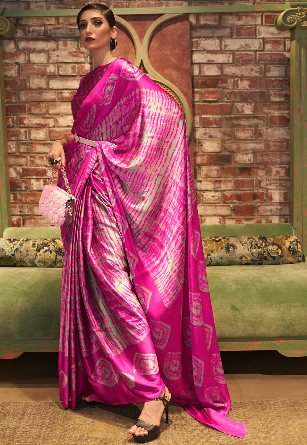 Fuchsia Crepe Silk Normal Drape Saree