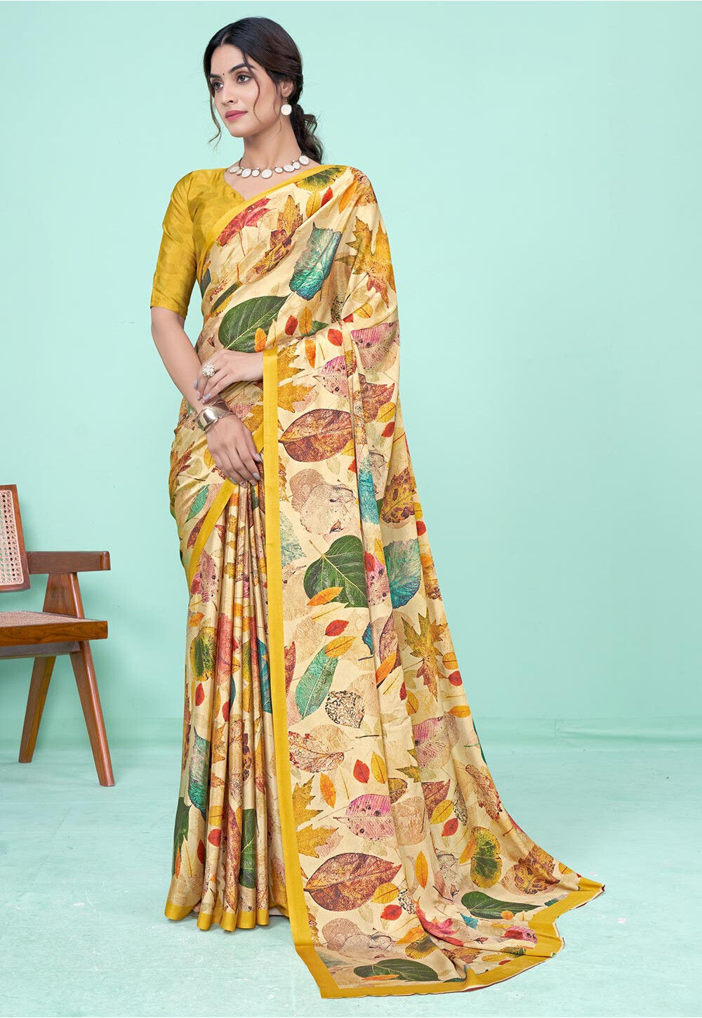 Digital Printed Crepe Woven Saree main image 0