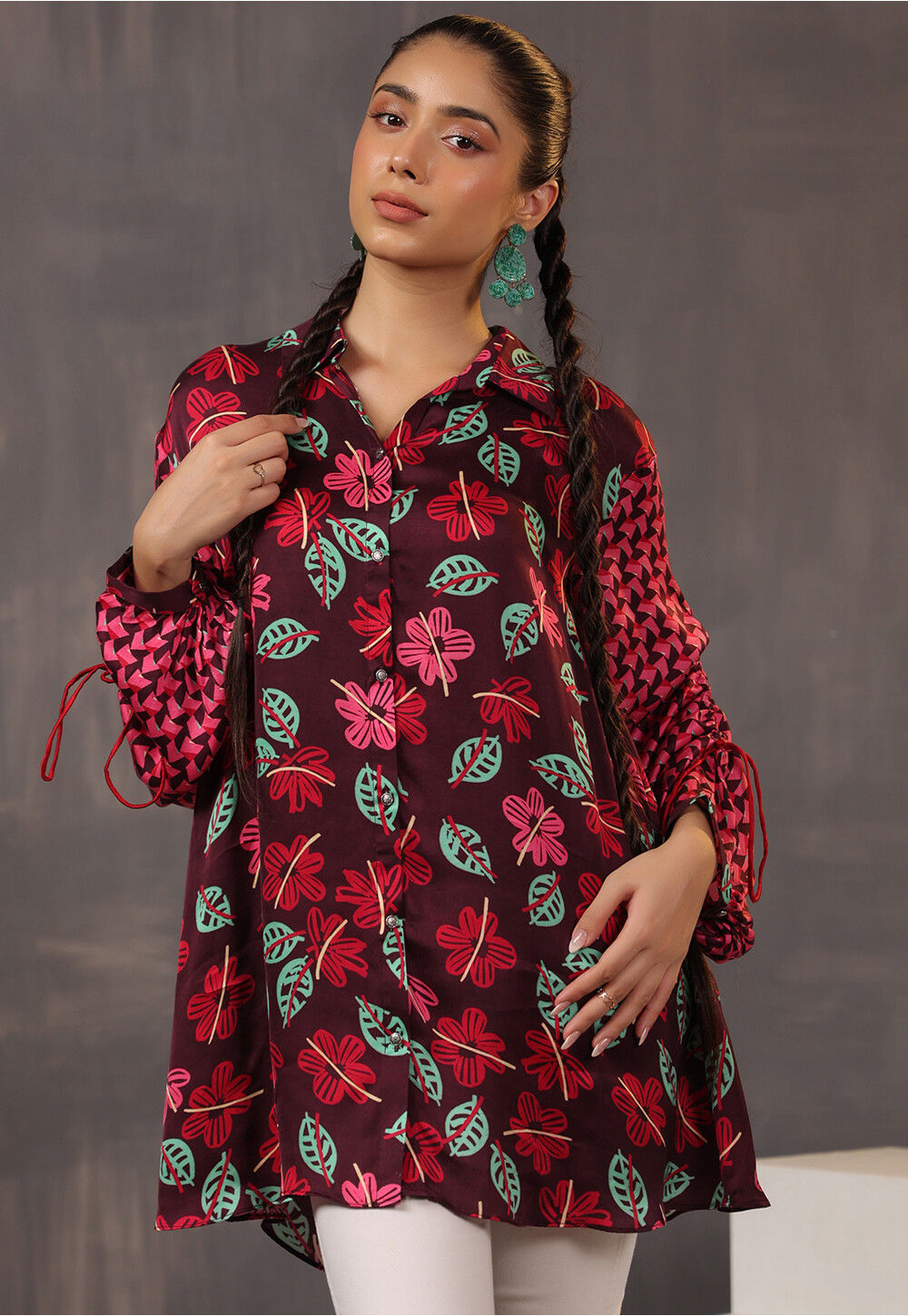 Buy Digital Printed Crepe Tunic in Wine Online : TKK666 - Utsav