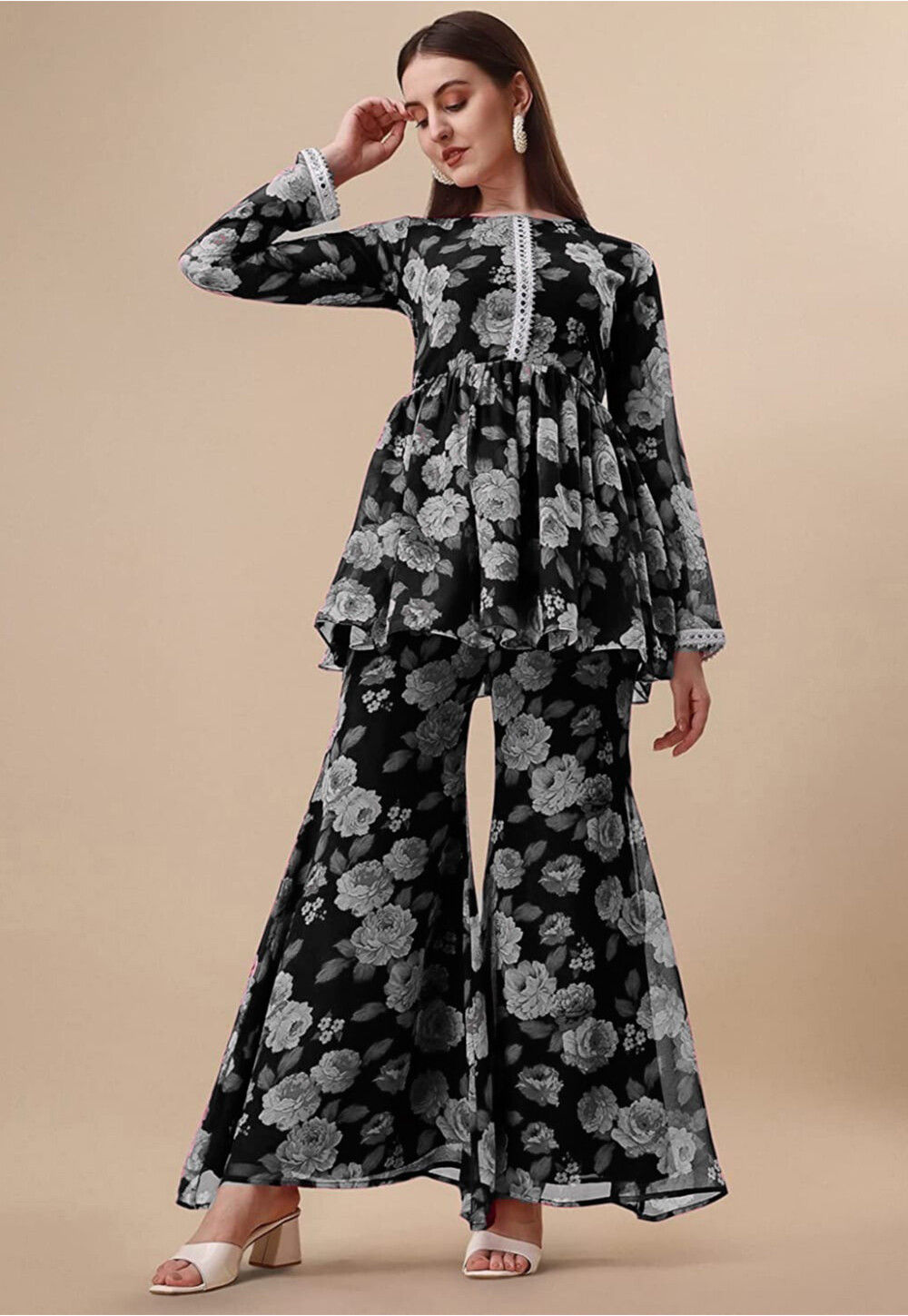 Blue Printed Georgette Co-Ords