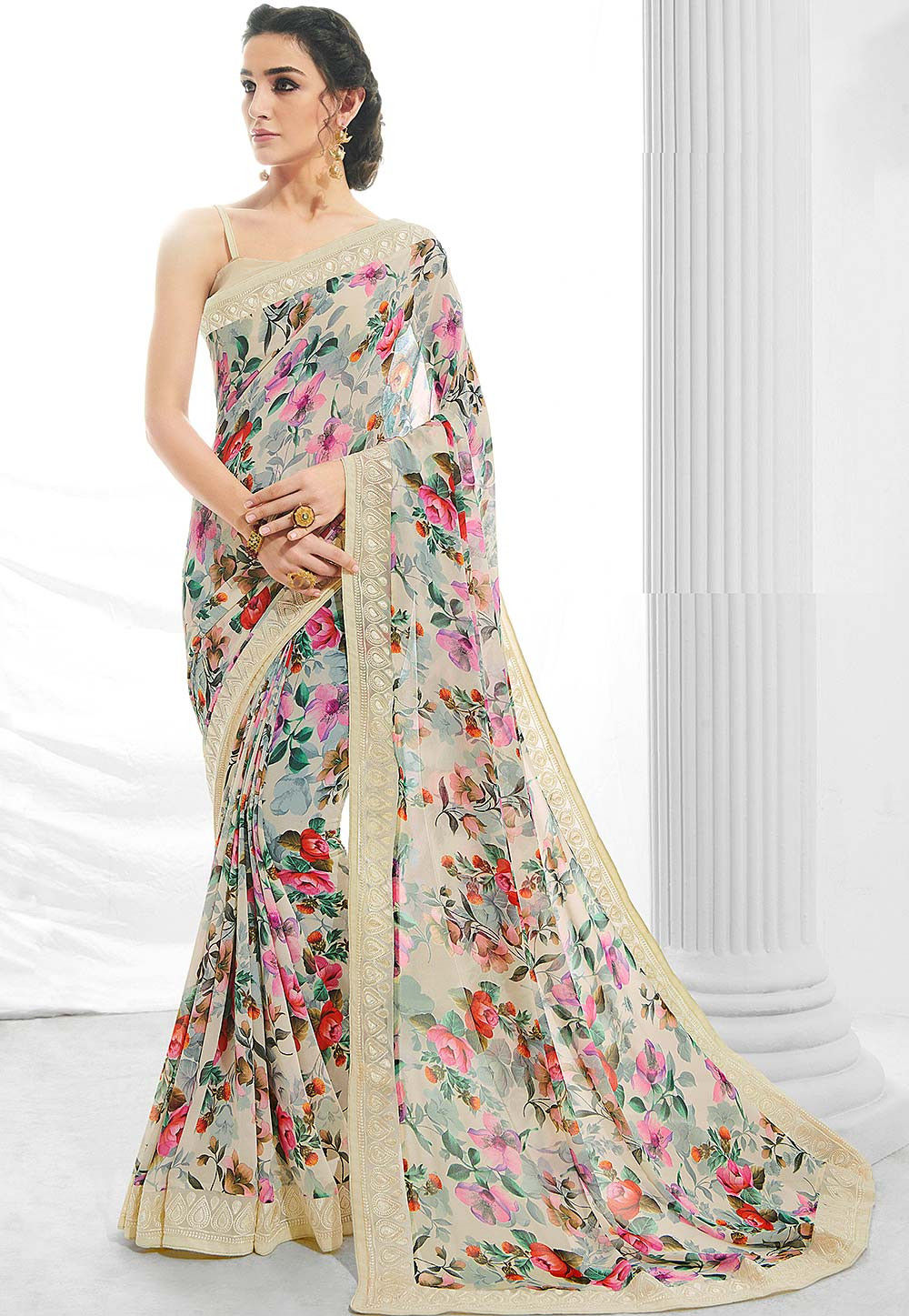 Buy online Floral Printed Saree With Blouse from ethnic wear for Women by  Catchy Forever for ₹1409 at 62% off | 2023 Limeroad.com