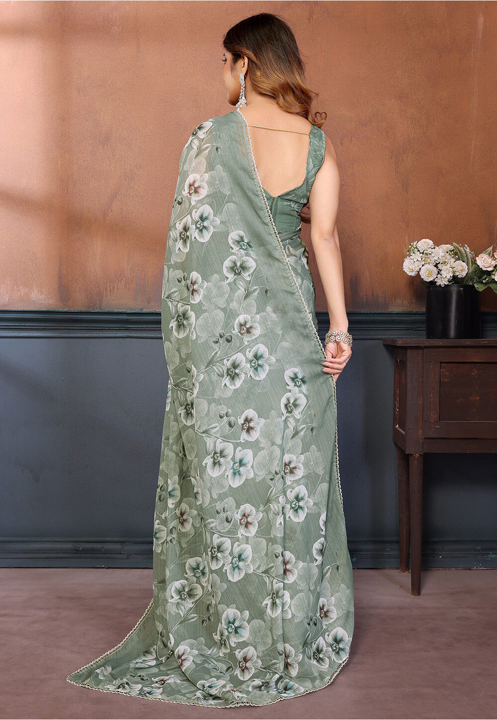 Buy Digital Printed Georgette Saree in Light Green Online : STM1266 ...