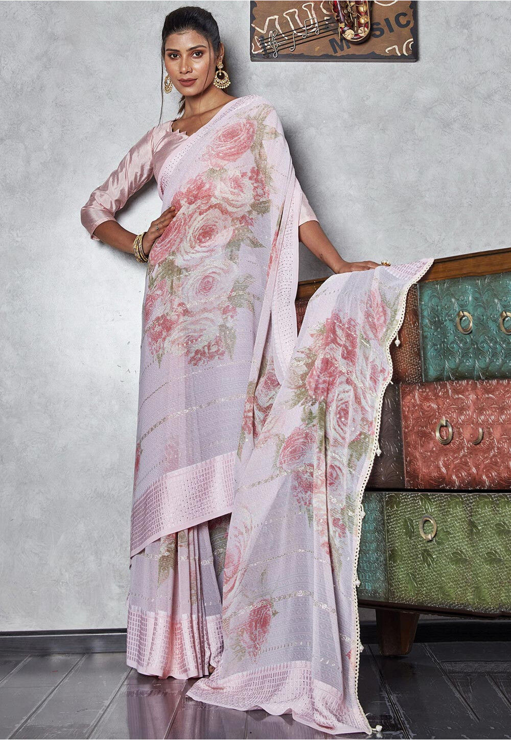 Georgette Sarees With Zari Work - Buy Georgette Sarees With Zari Work  online at Best Prices in India | Flipkart.com