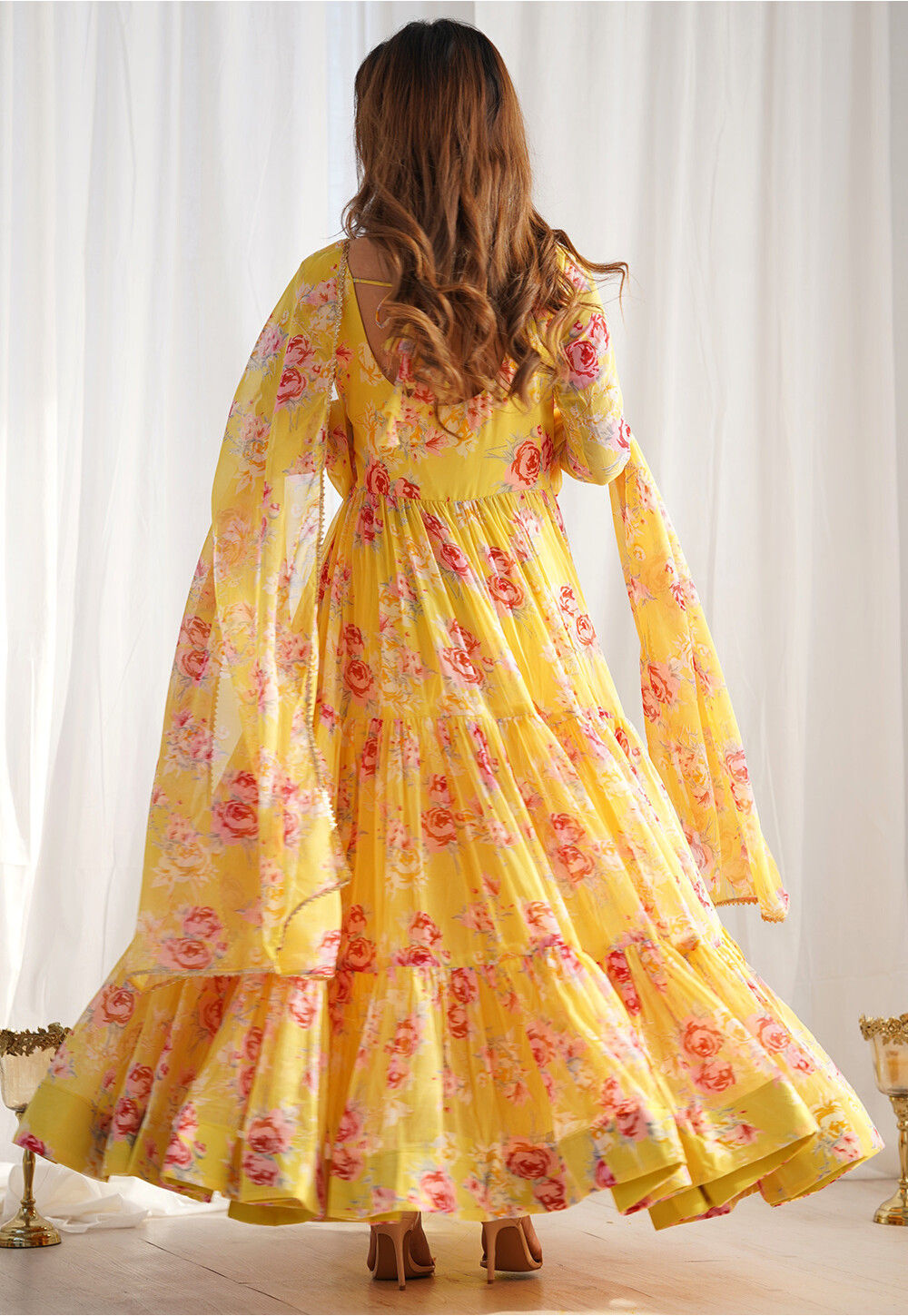 Aafiya Print Veil Suit (Yellow) main image 0