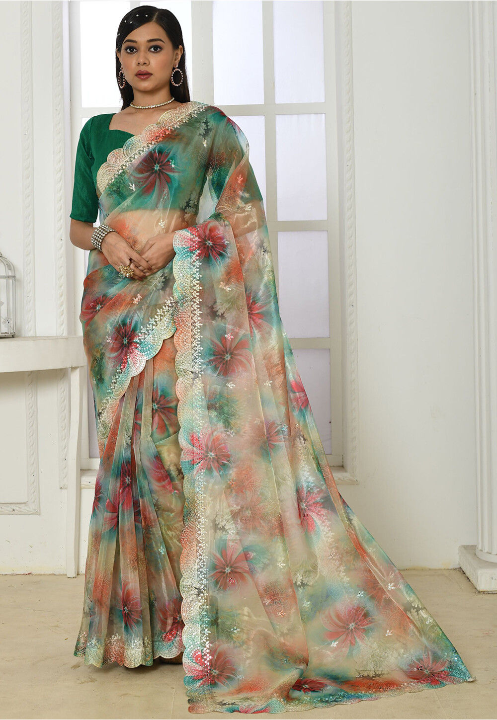 Buy Designer Organza Sarees, Tissue Sarees Online and More at Onaya