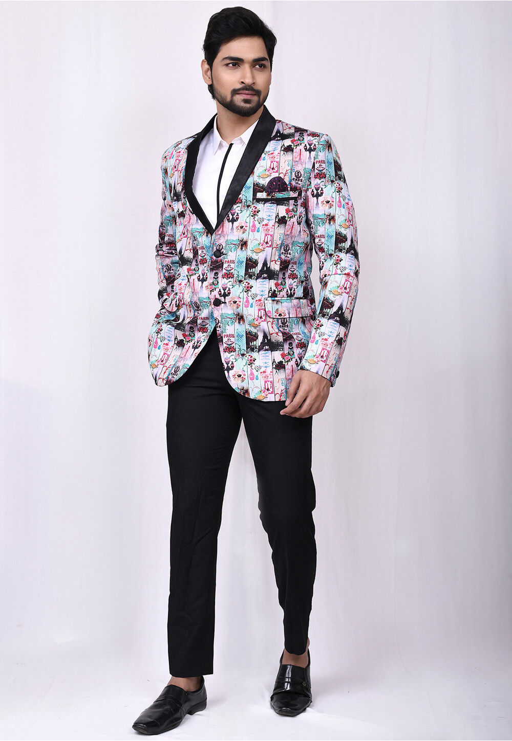 Buy Digital Printed Polyester Blazer in Multicolour Online MUF909 Utsav Fashion