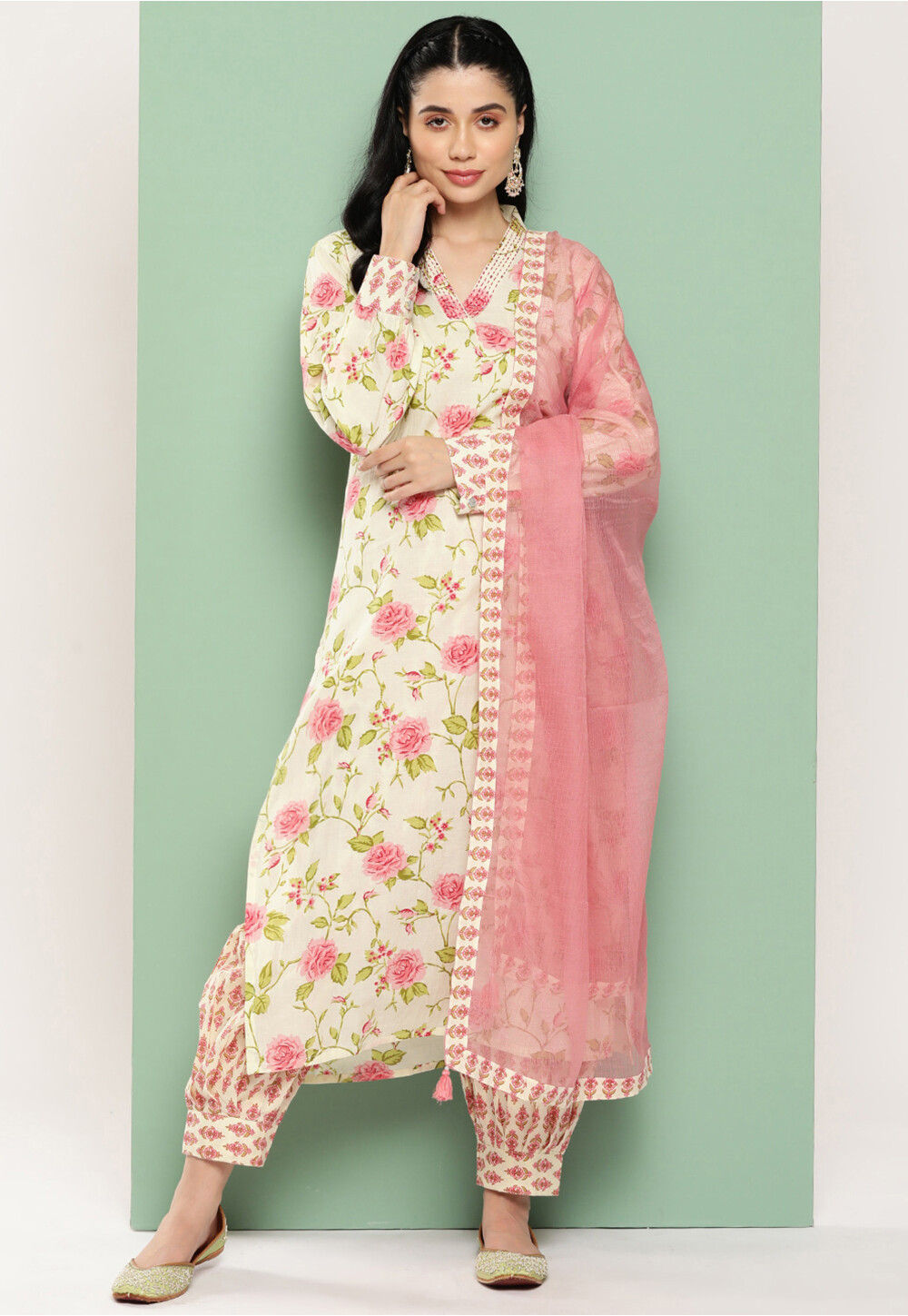 Light Pink Georgette Embroidery Work Salwar Suit With Dupatta