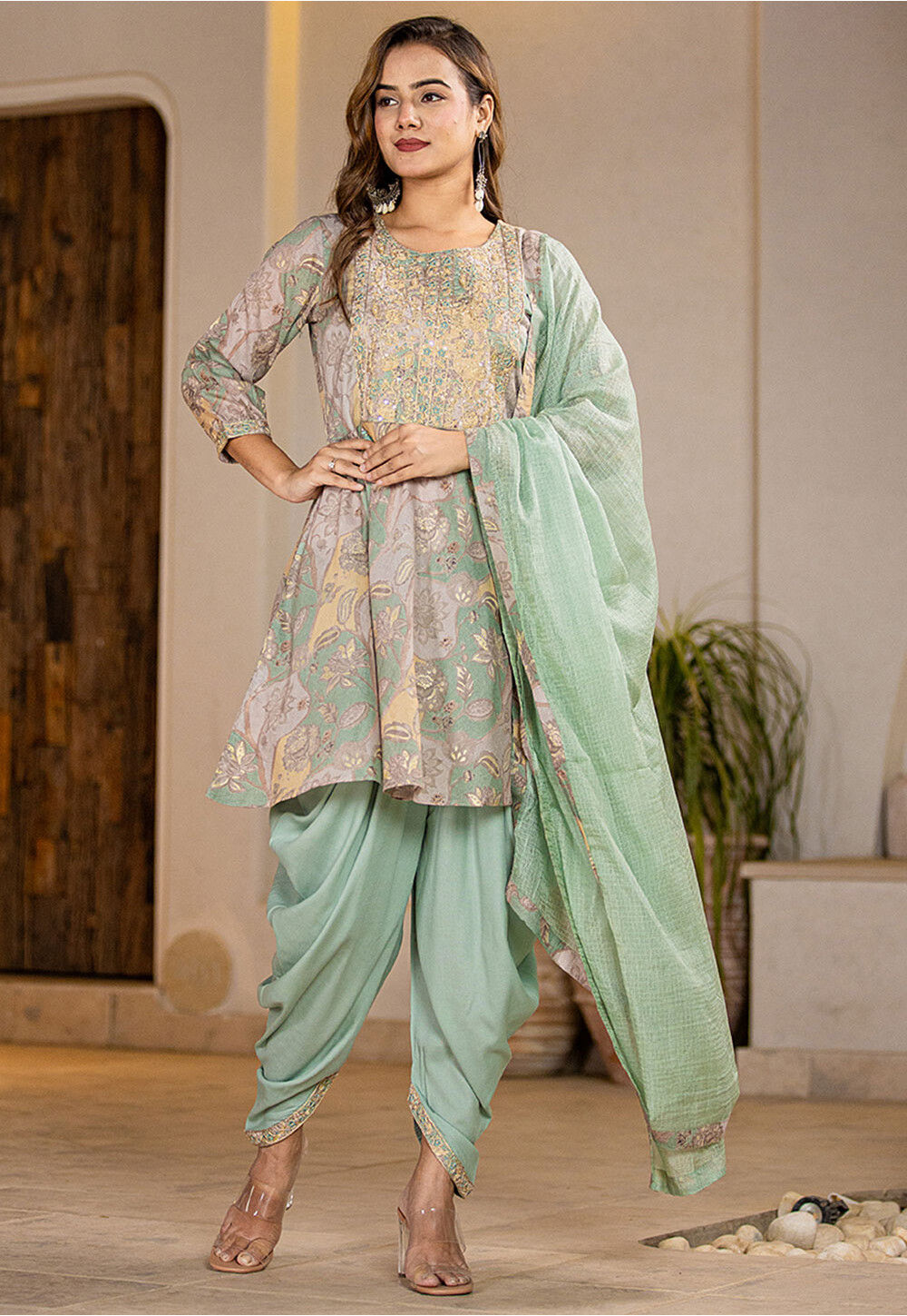 Pastel Salwar Suit Pastel Blue Sequins And Thread Work Straight