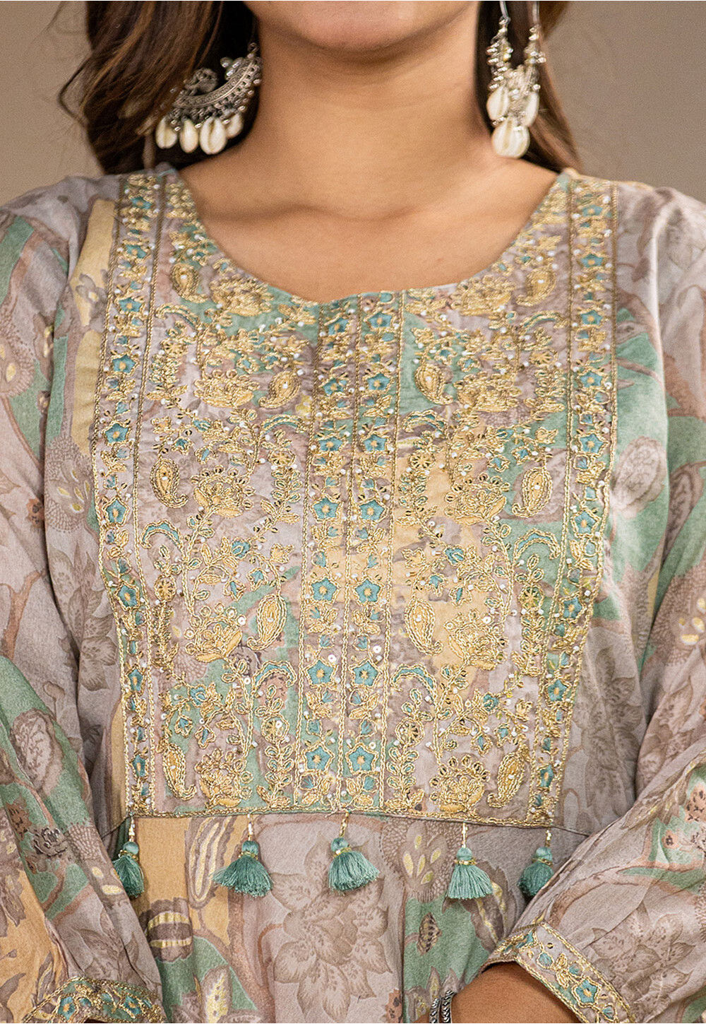 Buy Digital Printed Pure Cotton Punjabi Suit In Light Fawn And Pastel buy-digital-printed-pure-cotton-punjabi-suit-in-light-fawn-and-pastel