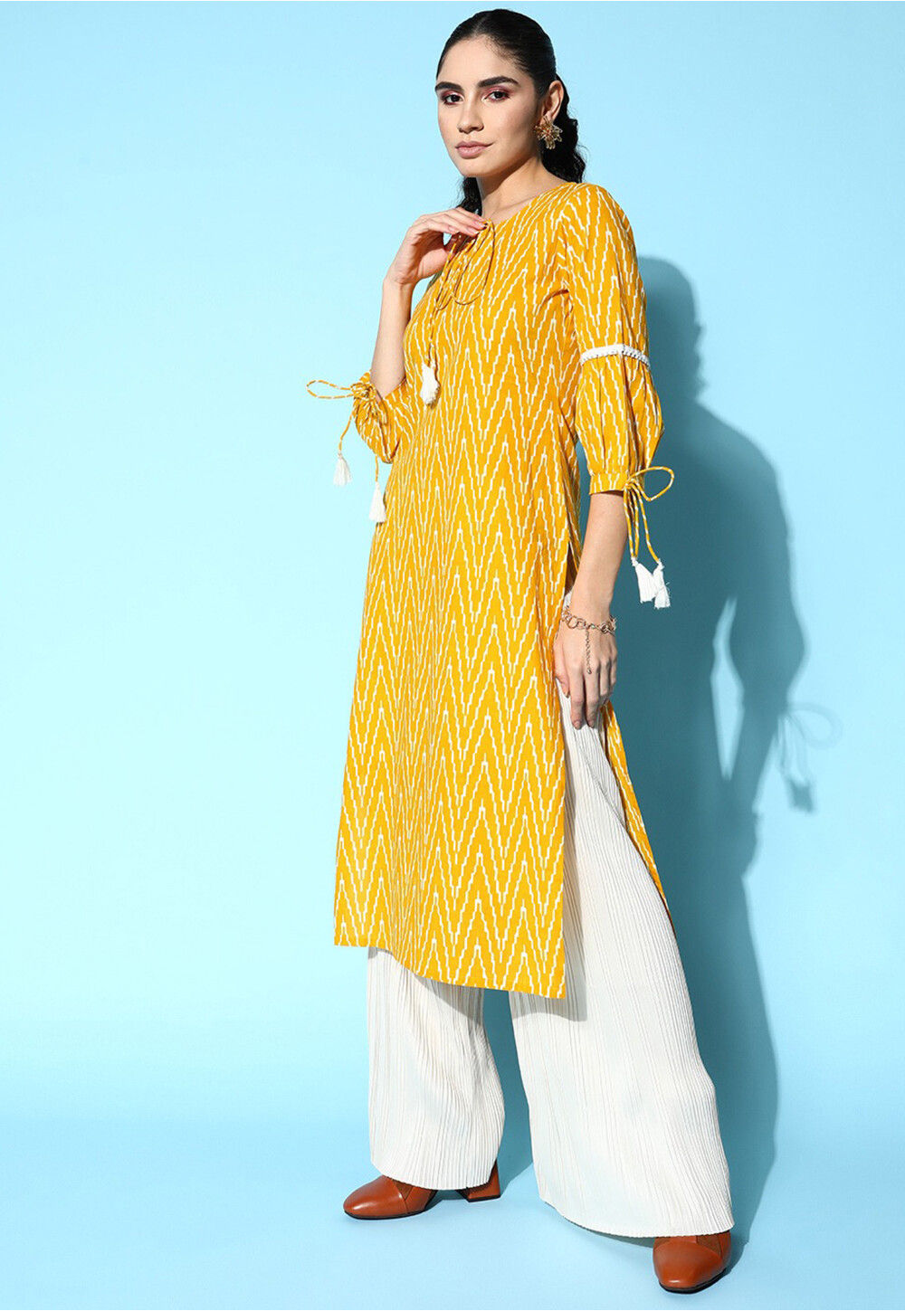 Buy Digital Printed Pure Cotton Sheath Dress in Mustard Online TXR713