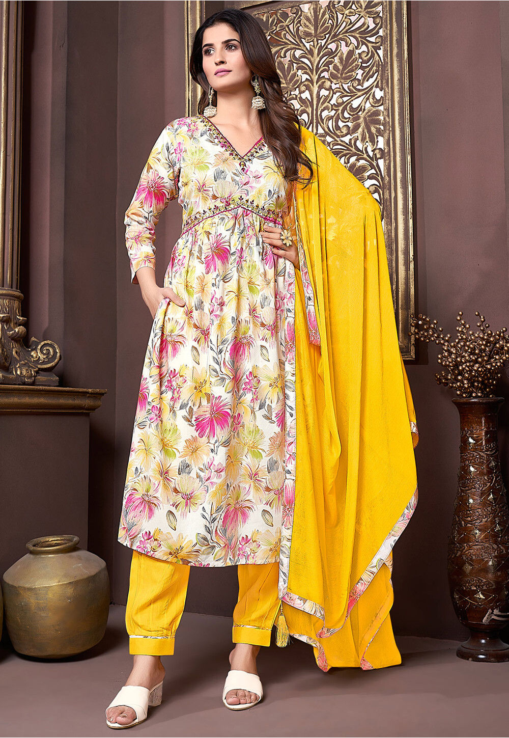 Floral printed punjabi suits shop