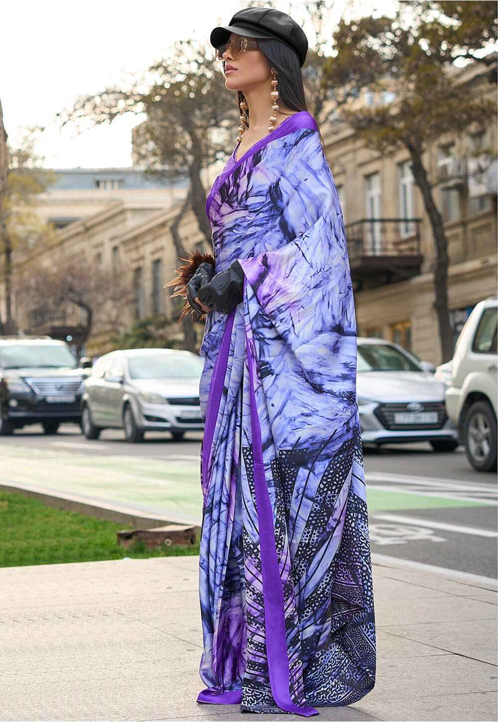 Multicolor Satin Crepe Saree main image 0