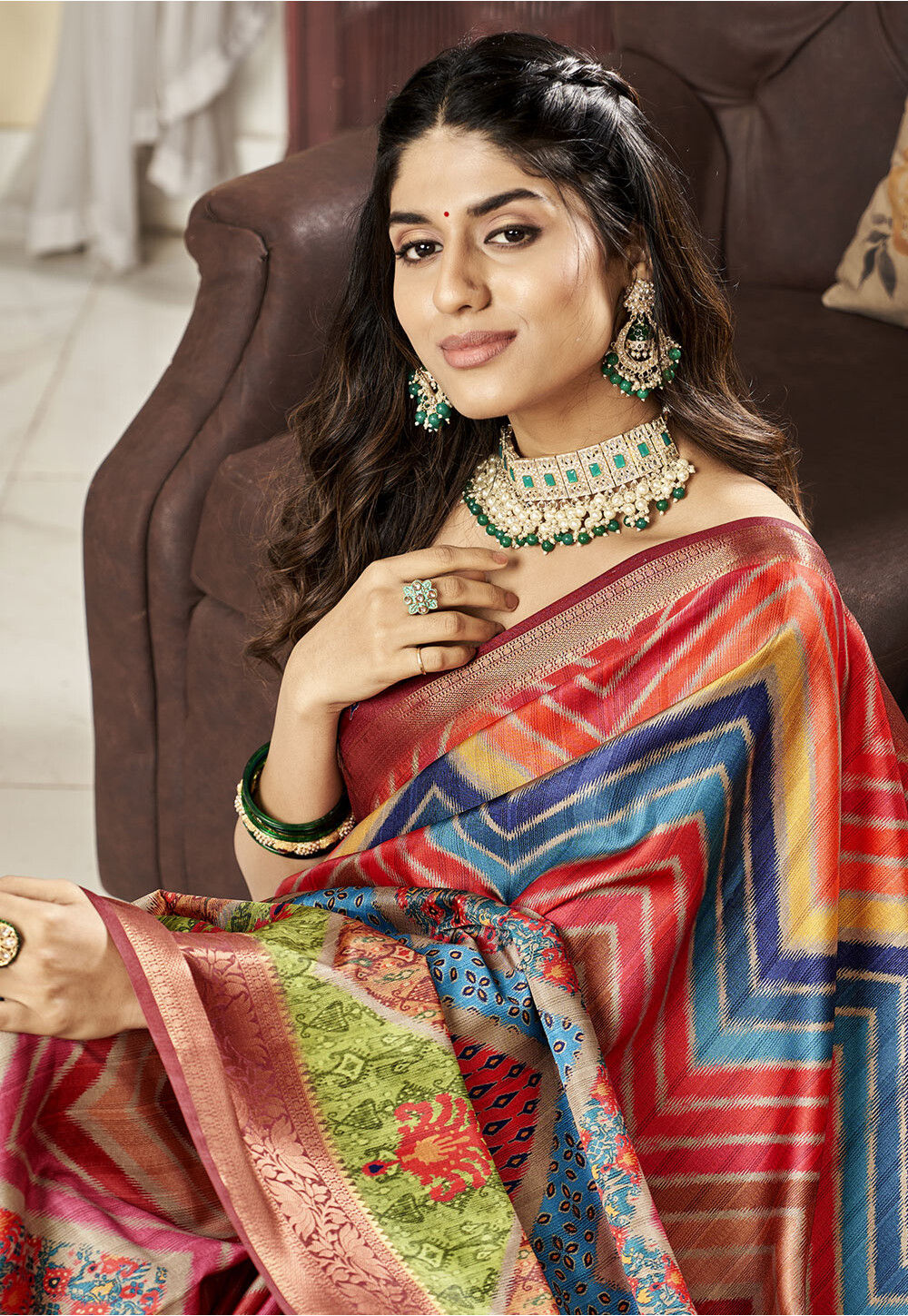 Digital Printed Satin Silk Saree in Multicolor Multicolor Saree