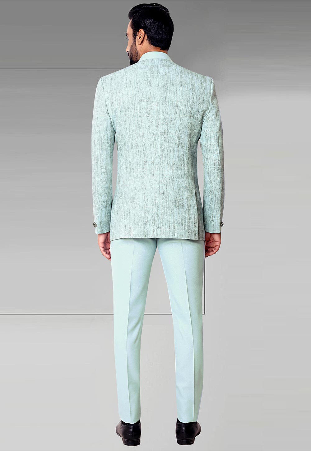 Buy Digital Printed Terry Rayon Layered Jodhpuri Suit in Sky Blue ...