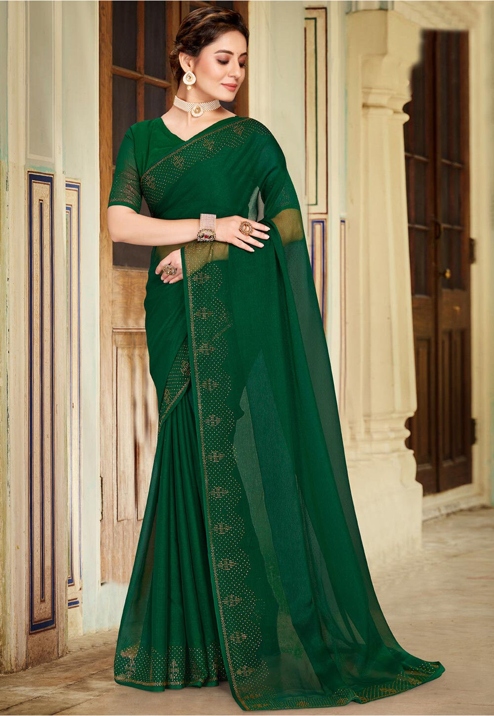 Buy latest Dark Green Pre Stitched Saree Online at Sale Price-sgquangbinhtourist.com.vn