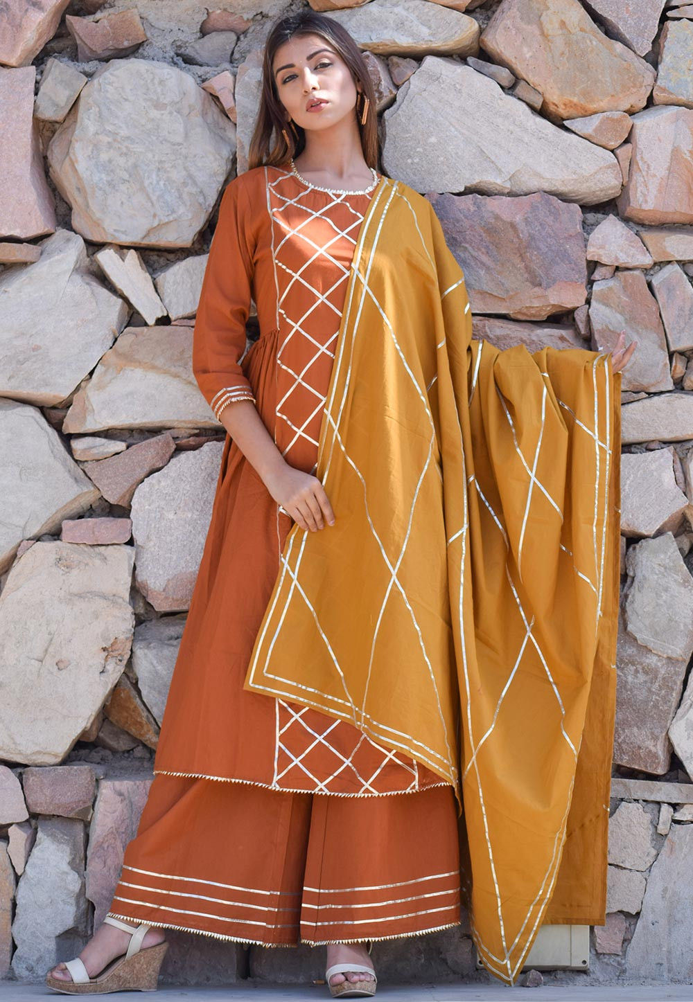 Orange Pure Chiniya Silk Banarasi Bandhani Fabric – Khinkhwab