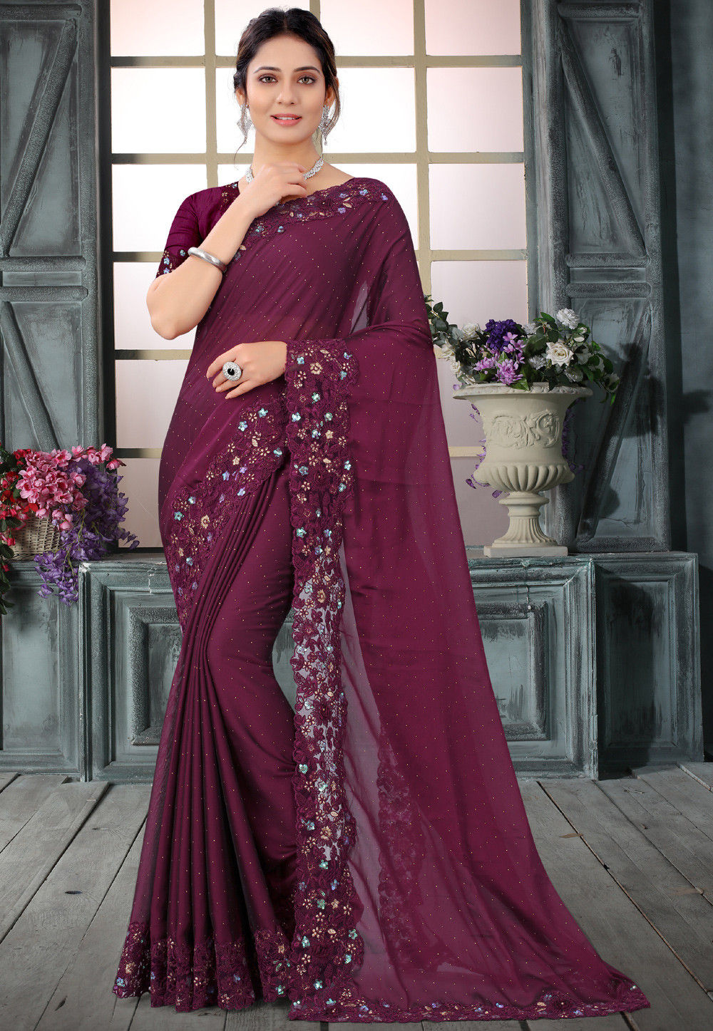 Buy Spetila Woven Banarasi Silk Blend, Art Silk Purple Sarees Online @ Best  Price In India | Flipkart.com