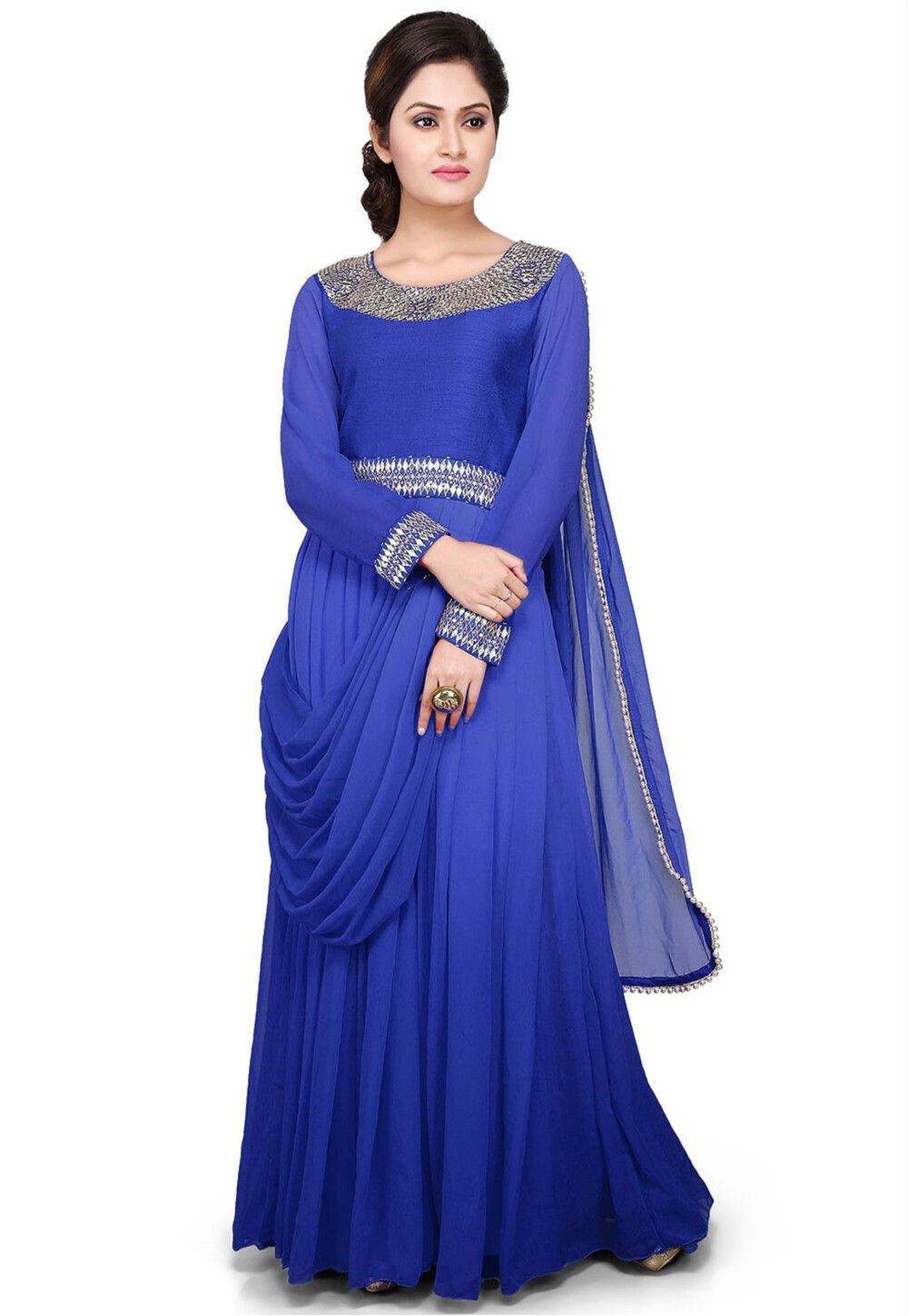 Buy Embellished Long Gown in Shaded Blue Online TJW2229 Utsav Fashion