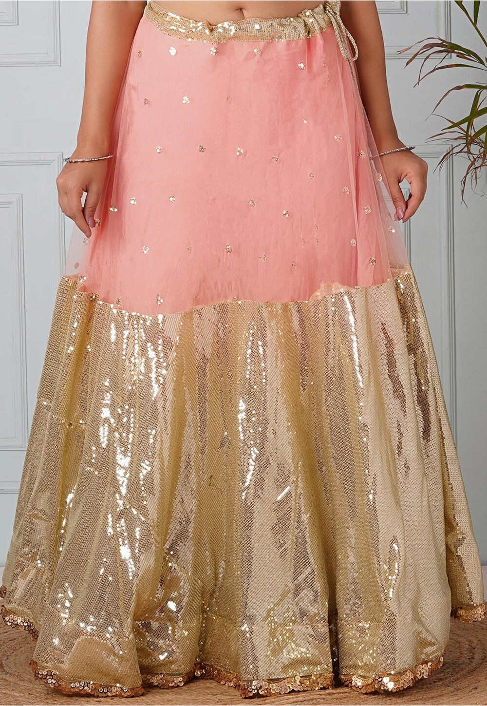 Buy Embellished Net Skirt in Peach Online BNJ1242 Utsav Fashion