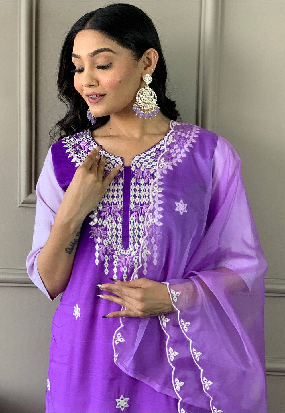 Orange Pure Muslin Embroidered Pakistani Style Suit