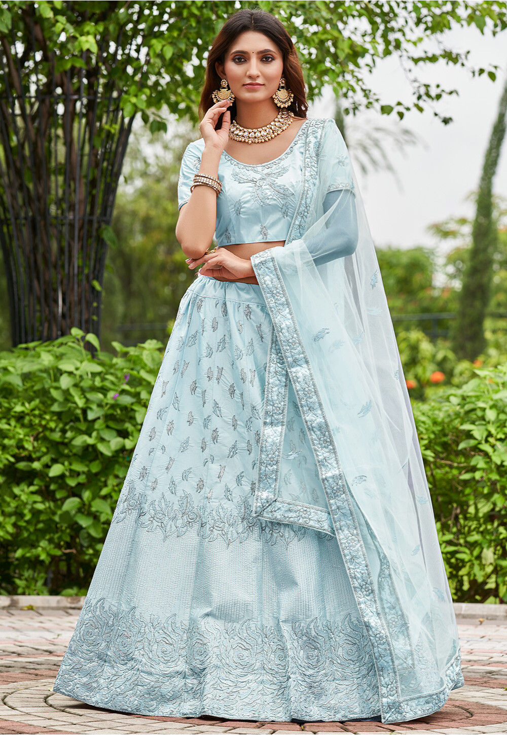 Sky blue lehenga online shop