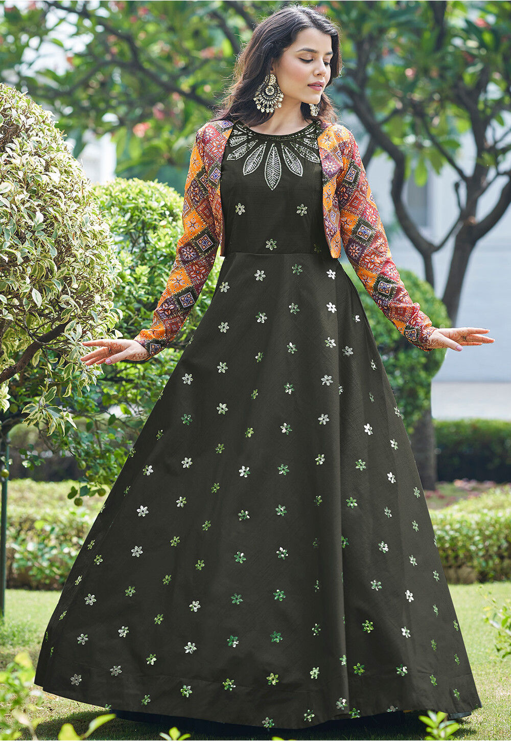 Art Silk Embroidery - Anarkali Salwar Kameez - Indian Dress - C1035D |  Fabricoz USA