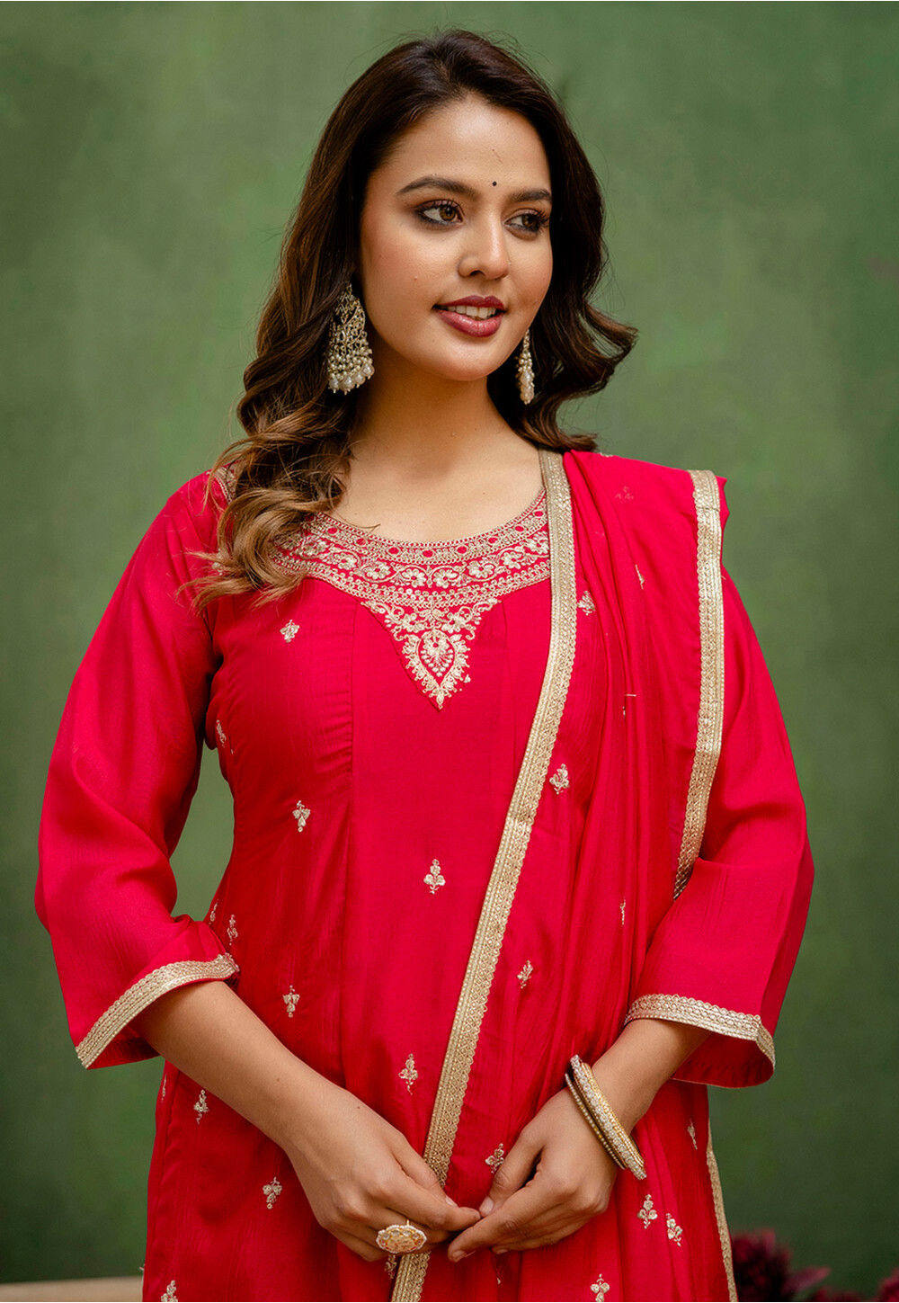 Buy Embroidered Art Silk Anarkali Suit in Fuchsia Online : KBNQ6504 ...